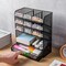 Metal Pen Organizer, Pencil Holder for Desk, Desk Organizer with Drawer for School, Home, Art Supplies (Black)